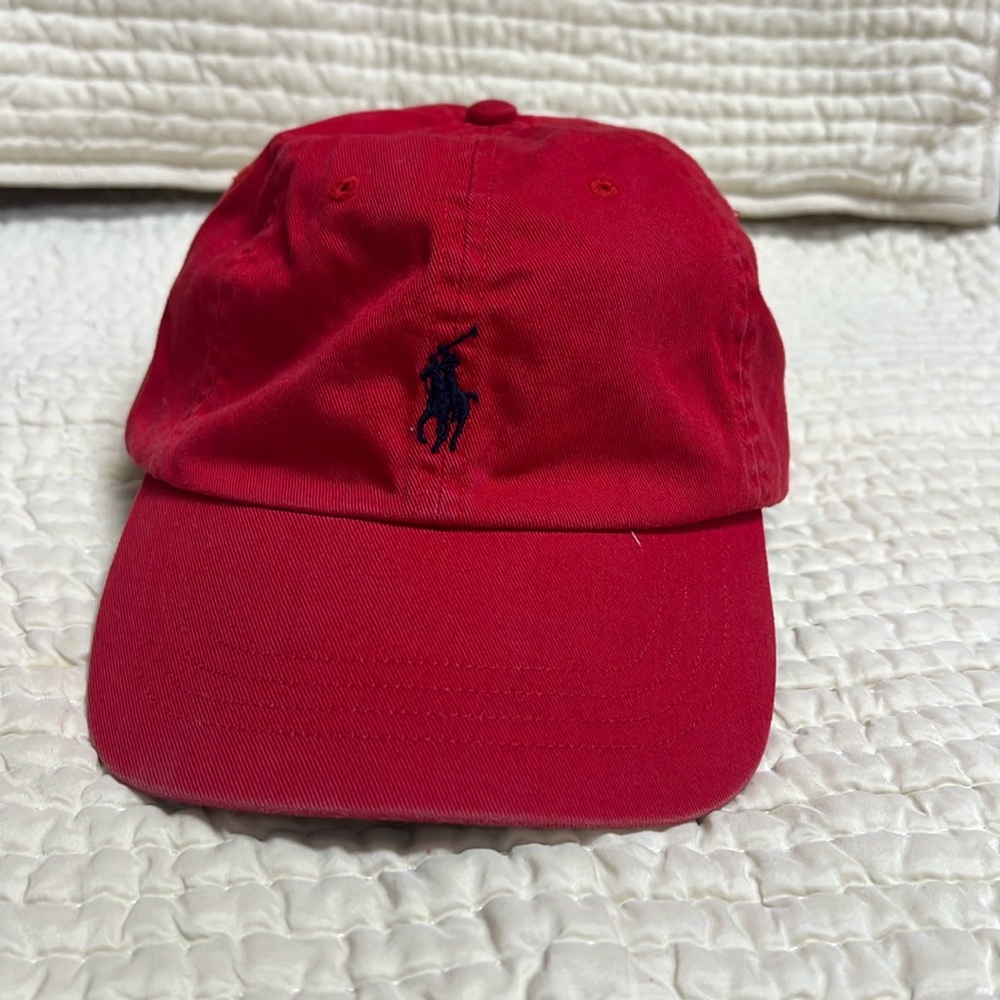NWOT LEATHER ADJUSTABLE STRAP Polo Ralph Lauren Red Cap hat OS